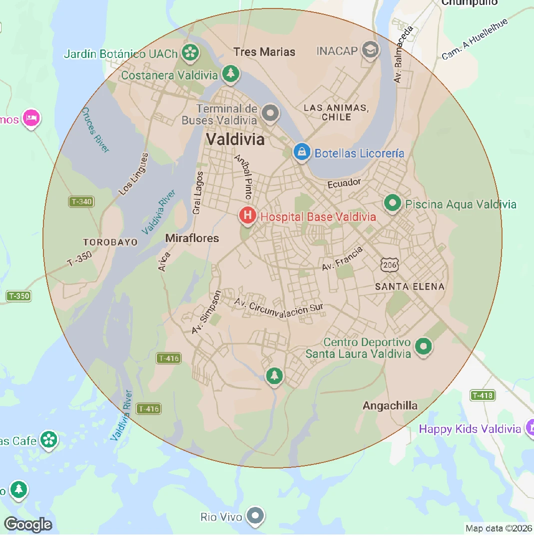 Mapa estilizado de zona de envío de suscripción floral